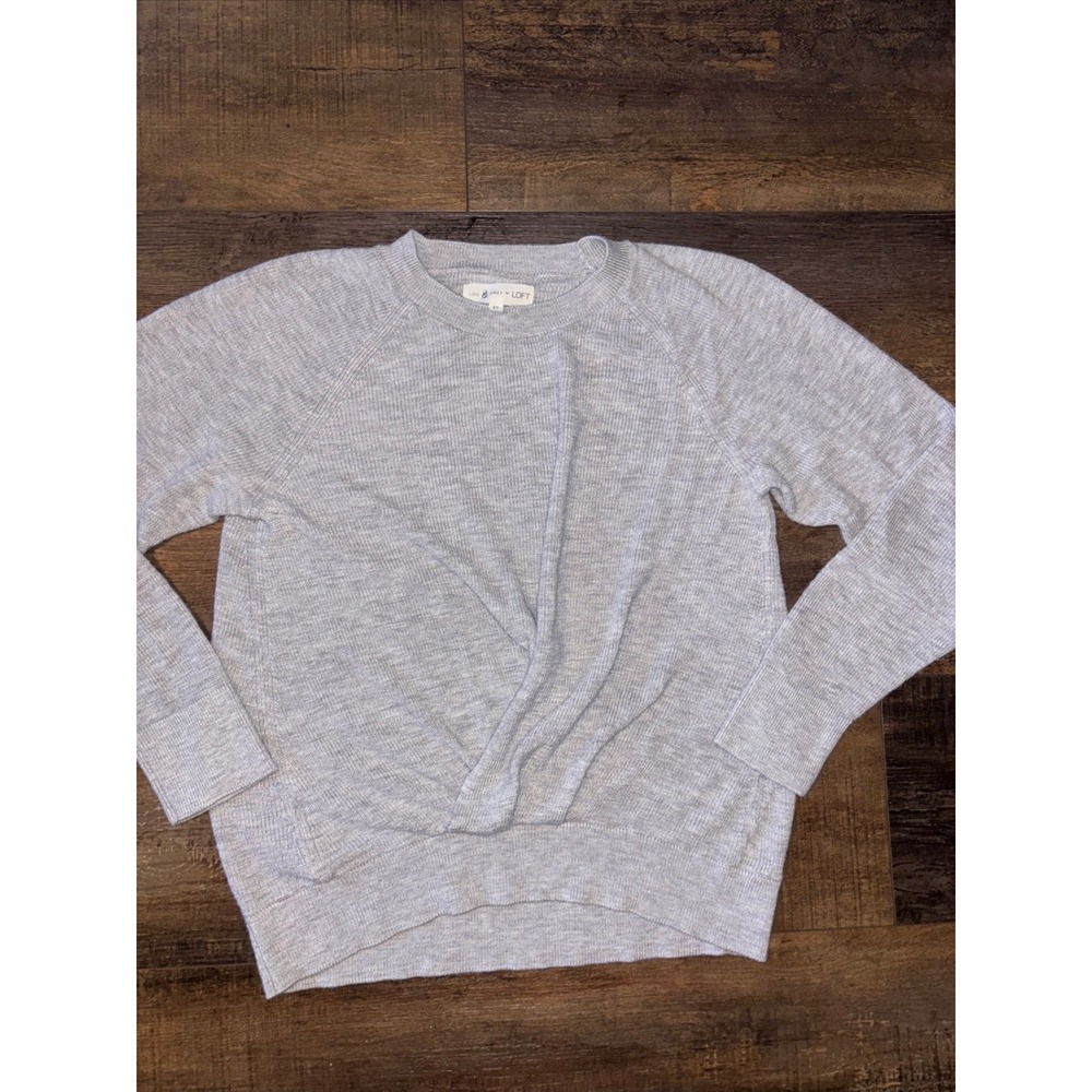 Lou & Grey for LOFT Womens XS Light Gray Wrap Front Raglan Sleeve Knit Sweater